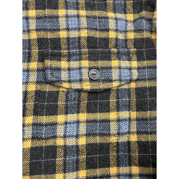 Grayers Heritage Flannel Shirt Mens Large Black Yellow Blue Plaid Button Down - Picture 4 of 14